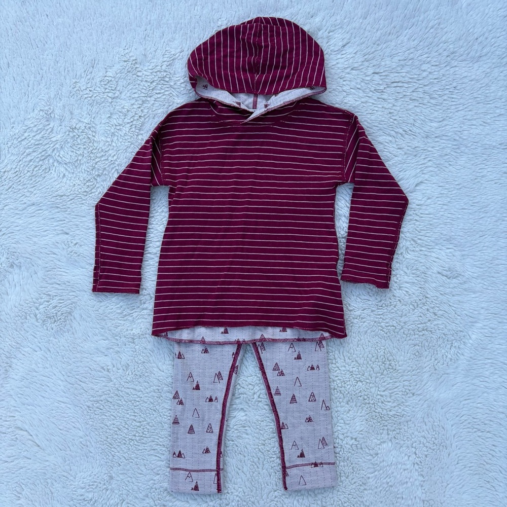 Miles Baby Boy Girl 18m Hoodie Pants Leggings Set Outfit Reversible Stripe Trees